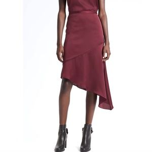 Banana Republic x Olivia Palermo Burgundy Asymmetrical Skirt, size 2